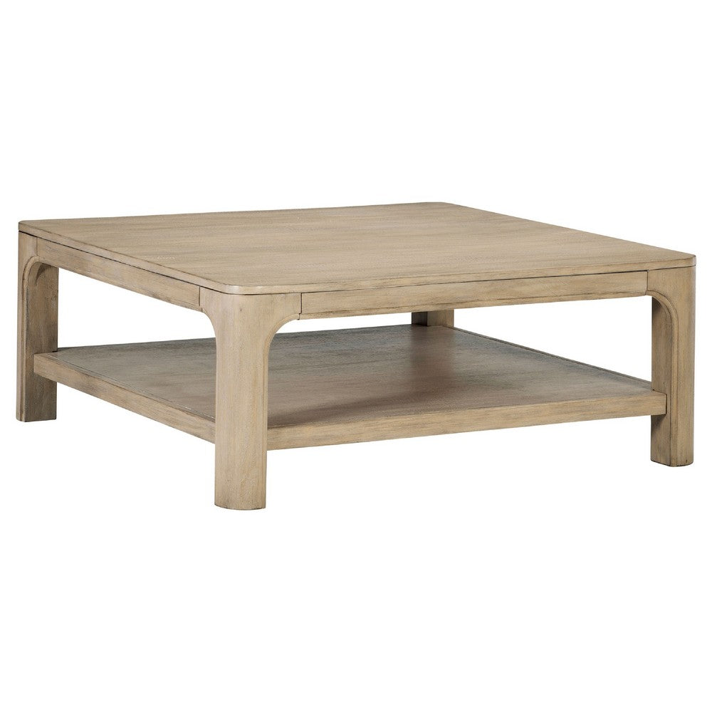 Pira Square Cocktail Coffee Table | Open Shelf | Distressed Brown Wood 40"