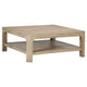 Pira Square Cocktail Coffee Table | Open Shelf | Distressed Brown Wood 40"