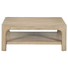 Pira Square Cocktail Coffee Table | Open Shelf | Distressed Brown Wood 40"