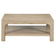 Pira Square Cocktail Coffee Table | Open Shelf | Distressed Brown Wood 40"
