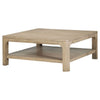 Pira Square Cocktail Coffee Table | Open Shelf | Distressed Brown Wood 40"