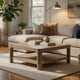 Pira Square Cocktail Coffee Table | Open Shelf | Distressed Brown Wood 40"