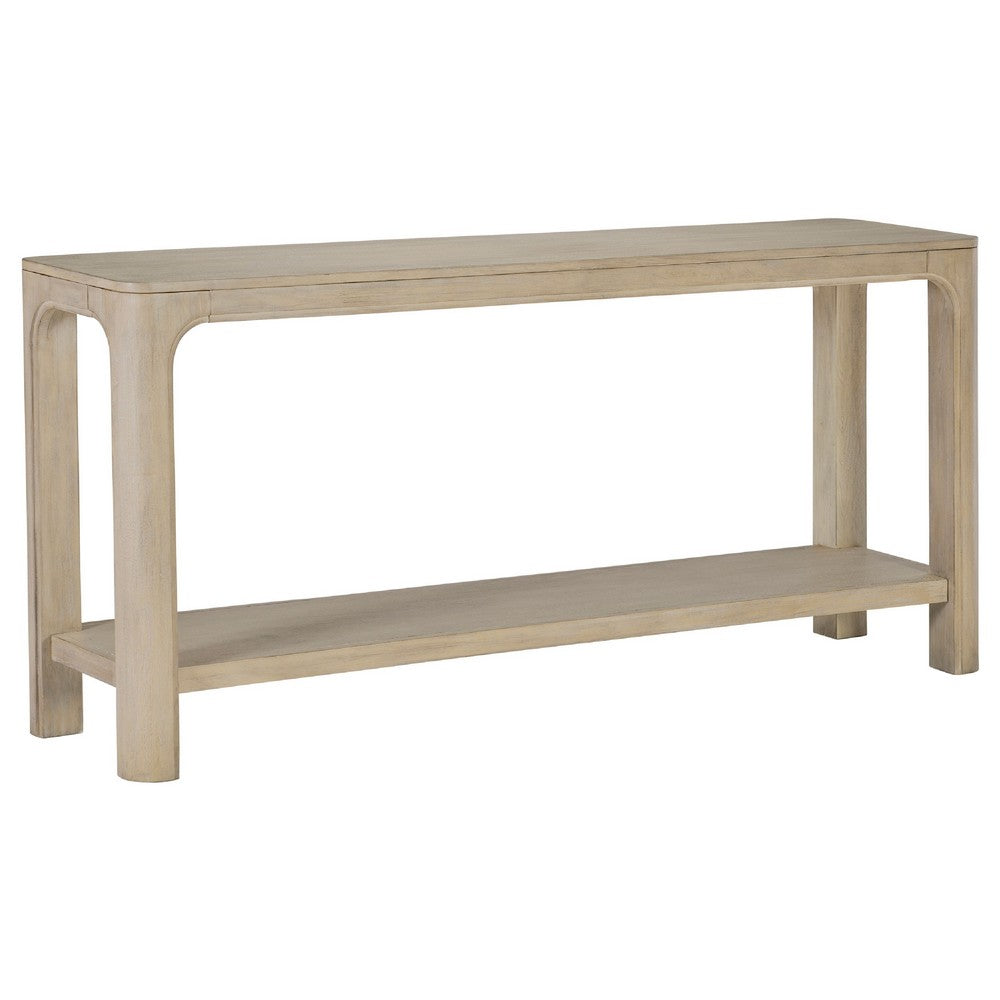Pira Console Table with Open Shelf | Curved Legs | Mango Finish Wood 64"