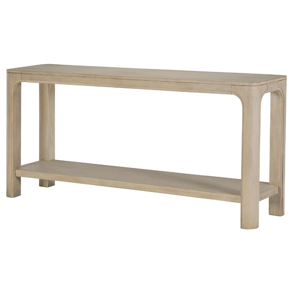 Pira Console Table with Open Shelf | Curved Legs | Mango Finish Wood 64"