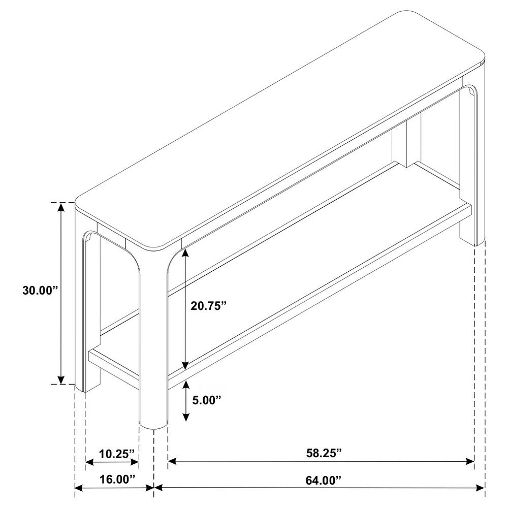 Pira Console Table with Open Shelf | Curved Legs | Mango Finish Wood 64"