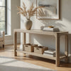 Pira Console Table with Open Shelf | Curved Legs | Mango Finish Wood 64"