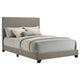 Desy Full Panel Bed | Foam Headboard | Taupe Gray Upholstery | Black