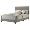 Desy Full Panel Bed | Foam Headboard | Taupe Gray Upholstery | Black