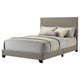 Desy Full Panel Bed | Foam Headboard | Taupe Gray Upholstery | Black