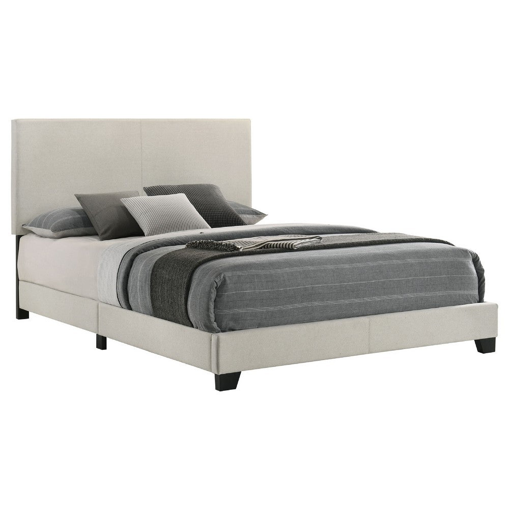 Desy Queen Panel Bed | Foam Headboard | Cream Upholstery | Modern Black