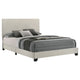 Desy Queen Panel Bed | Foam Headboard | Cream Upholstery | Modern Black