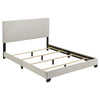 Desy Queen Panel Bed | Foam Headboard | Cream Upholstery | Modern Black