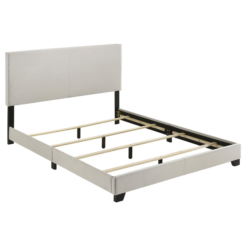 Desy Queen Panel Bed | Foam Headboard | Cream Upholstery | Modern Black