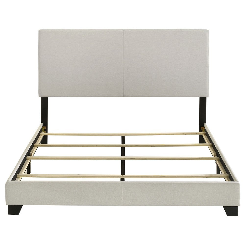 Desy Queen Panel Bed | Foam Headboard | Cream Upholstery | Modern Black
