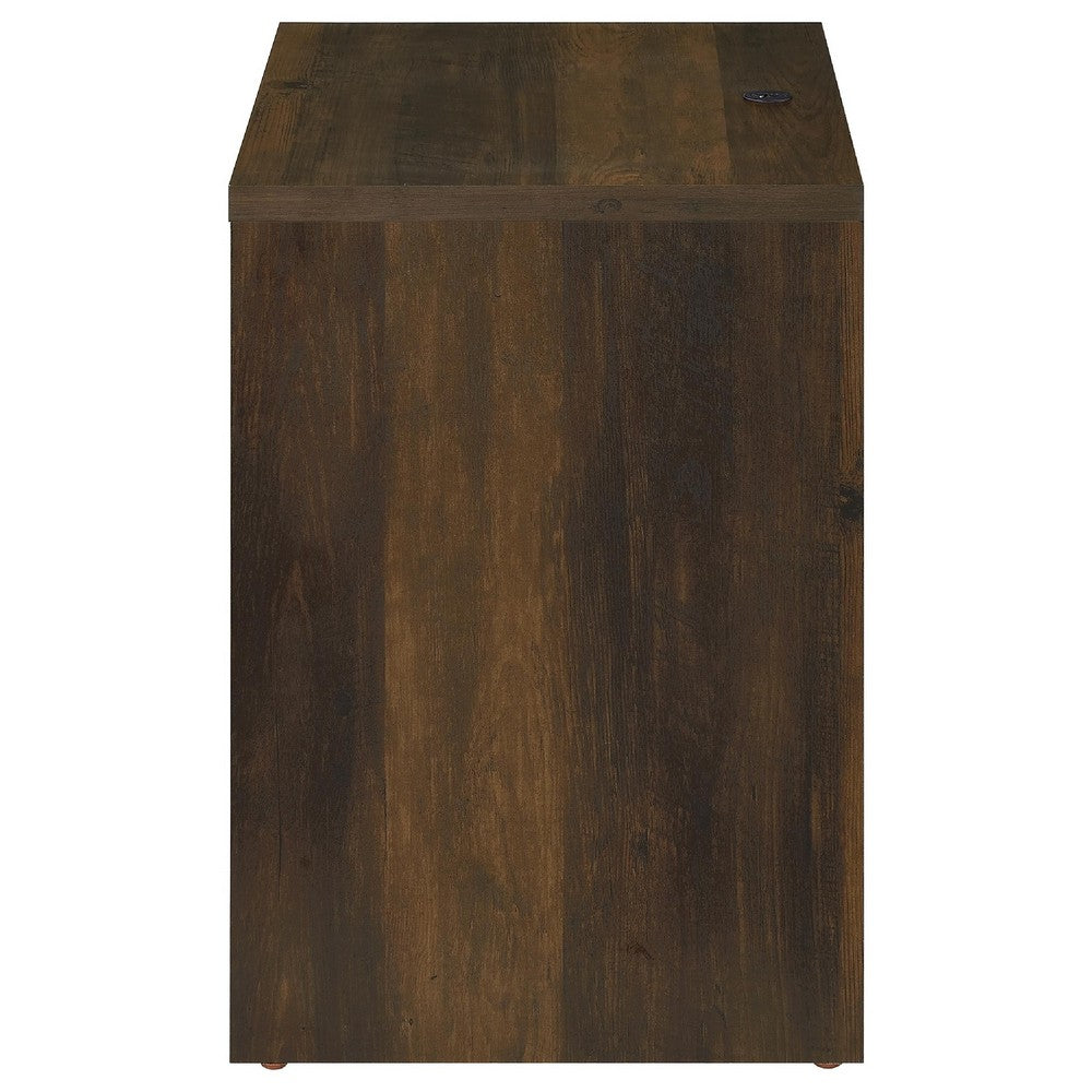 Park Nightst& | 2 Drawers | LED Light & USB Ports | Dark Pine Brown Wood