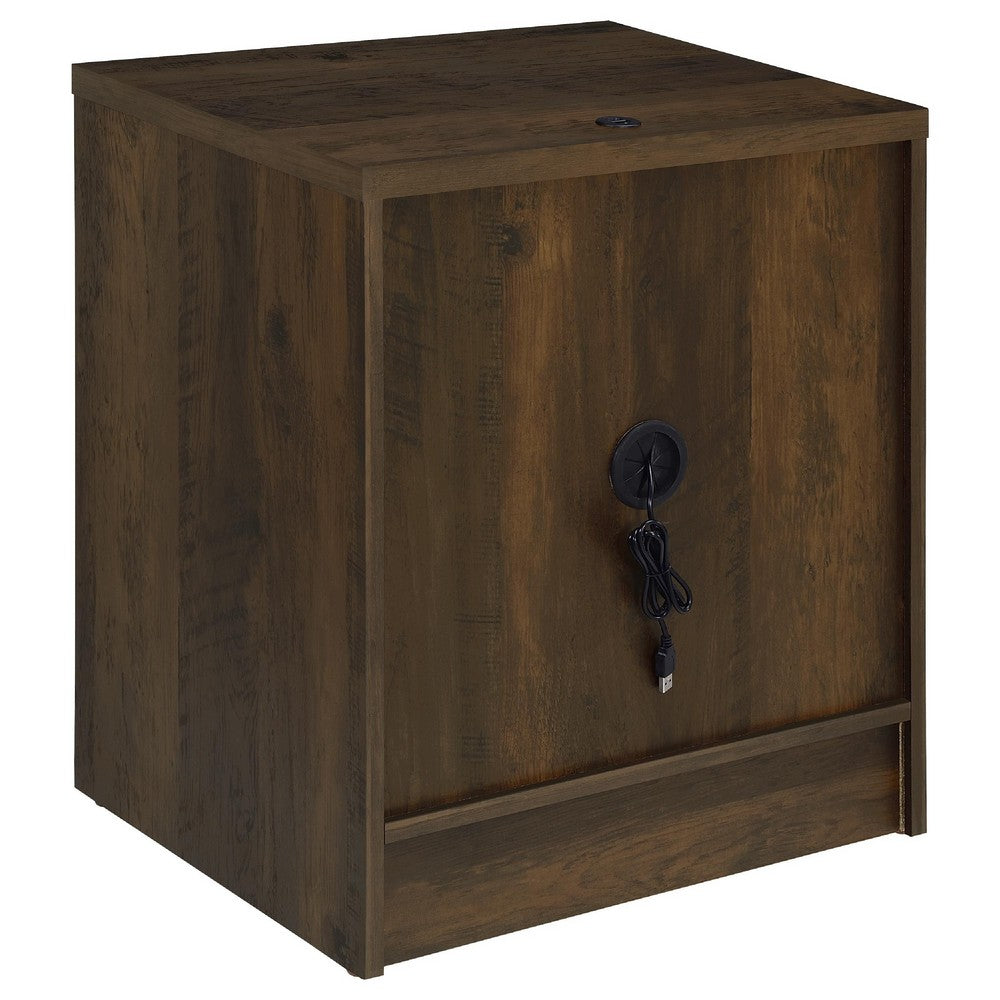 Park Nightst& | 2 Drawers | LED Light & USB Ports | Dark Pine Brown Wood
