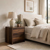 Park Nightst& | 2 Drawers | LED Light & USB Ports | Dark Pine Brown Wood