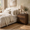Park Nightst& | 2 Drawers | LED Light & USB Ports | Dark Pine Brown Wood