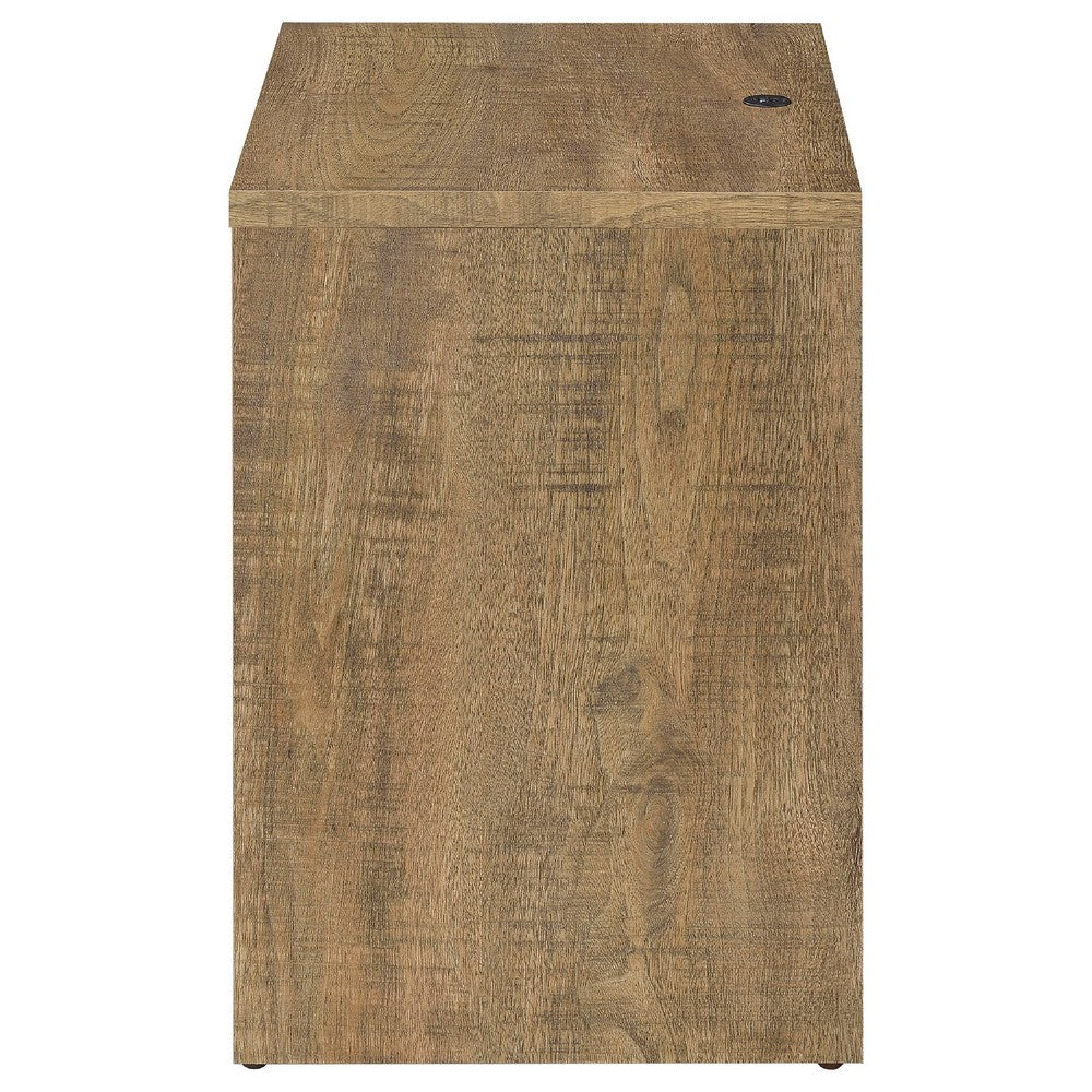 Park Nightst& | 2 Drawers | LED Light & USB Ports | Mango Brown Finish