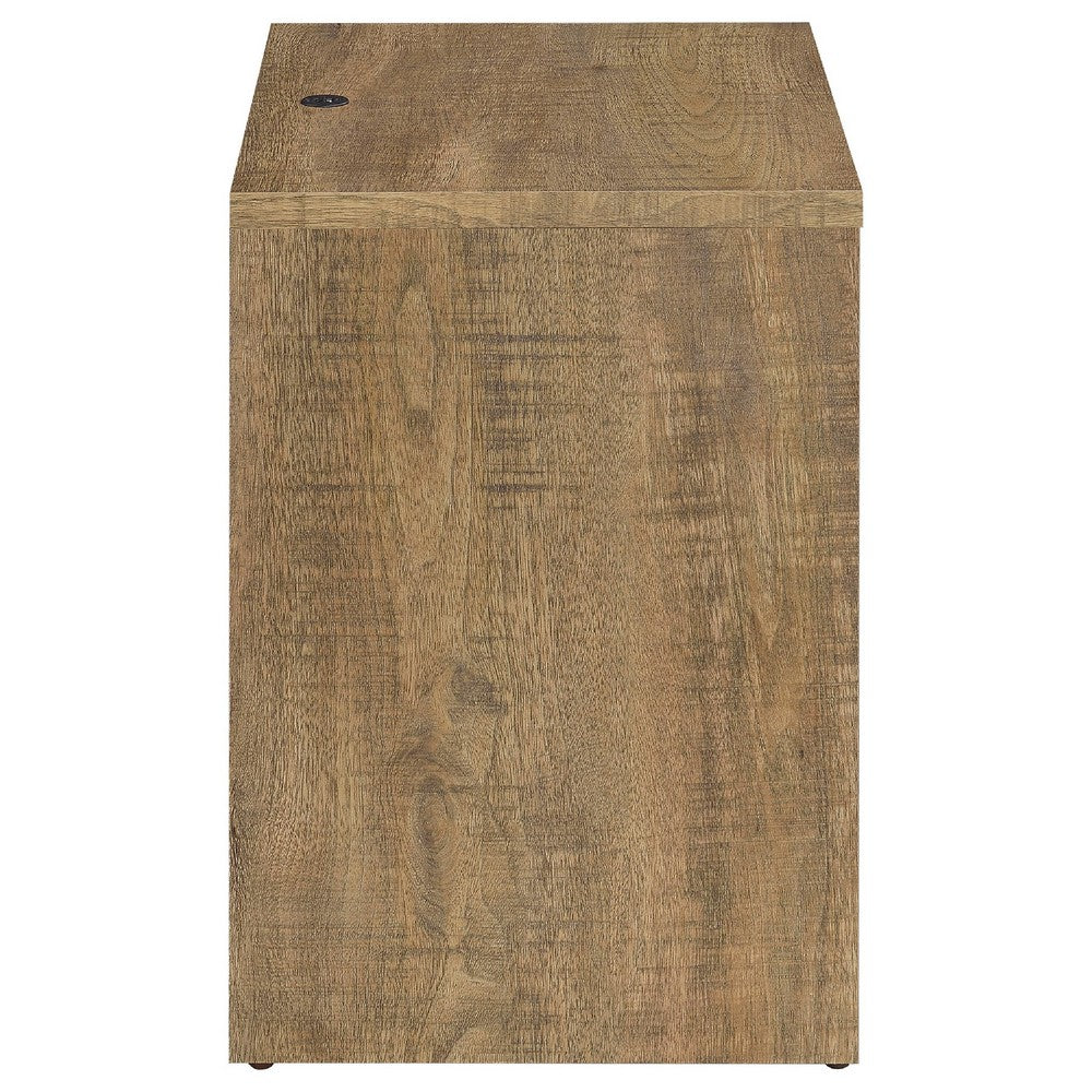 Park Nightst& | 2 Drawers | LED Light & USB Ports | Mango Brown Finish