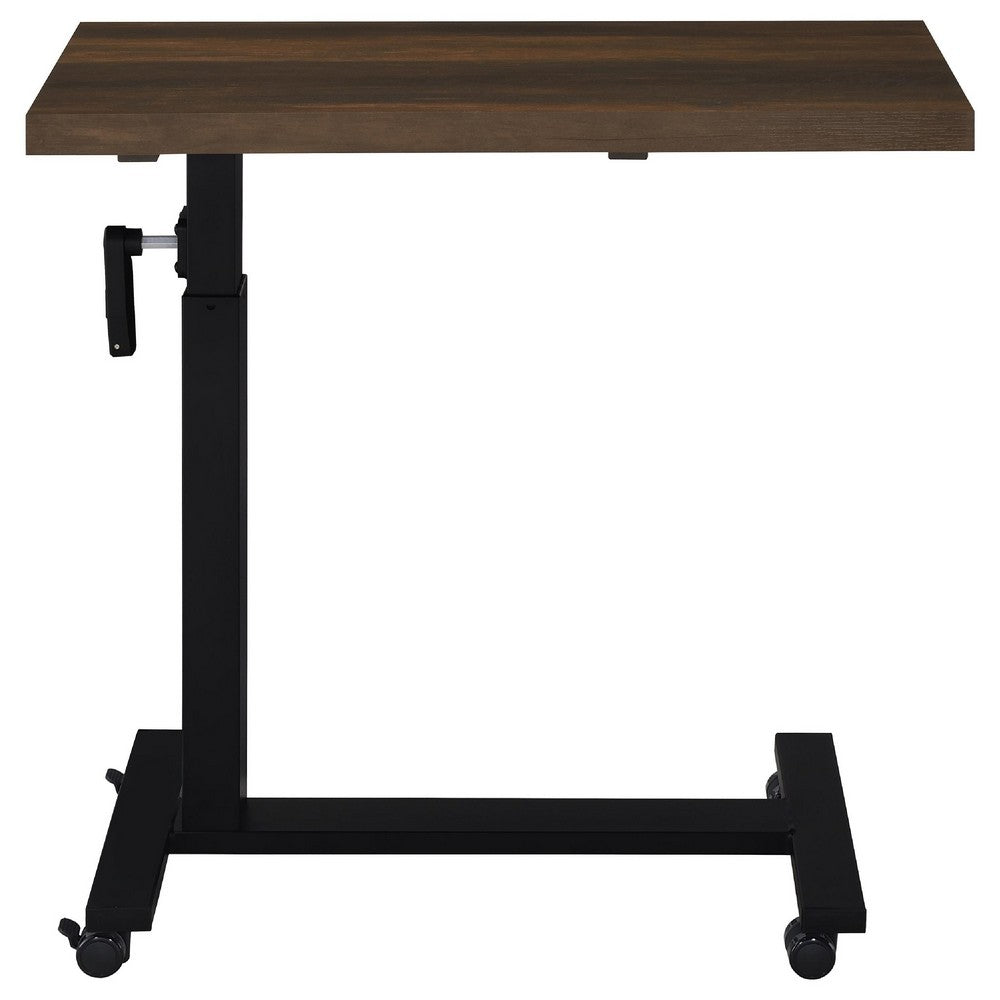 Park C-Shape Mobile Overbed Table | Steel Base | Dark Pine Brown 28-40"