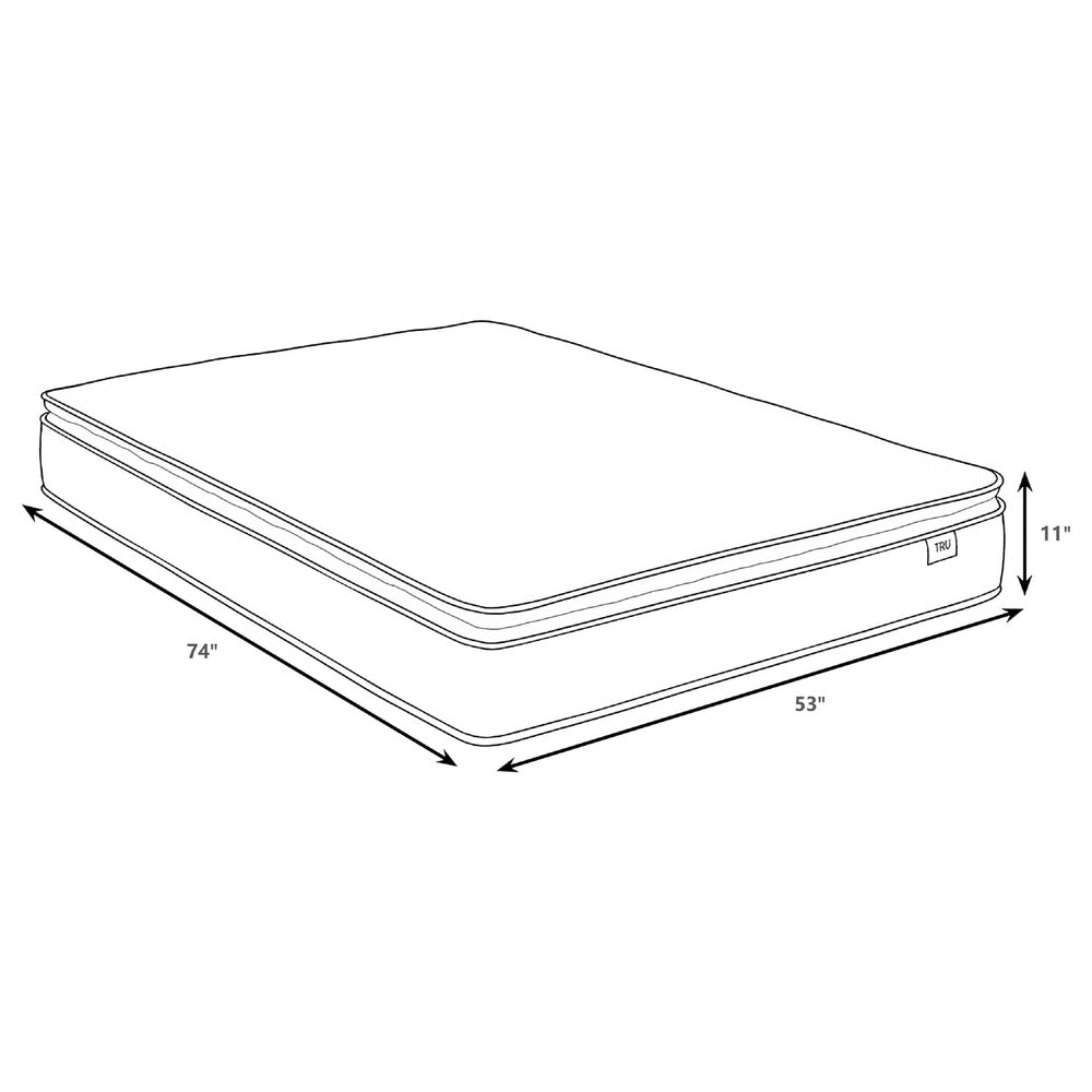 Ayes Hybrid Full Mattress | Pillow Top | Quilted Tencel Cover | White 11"