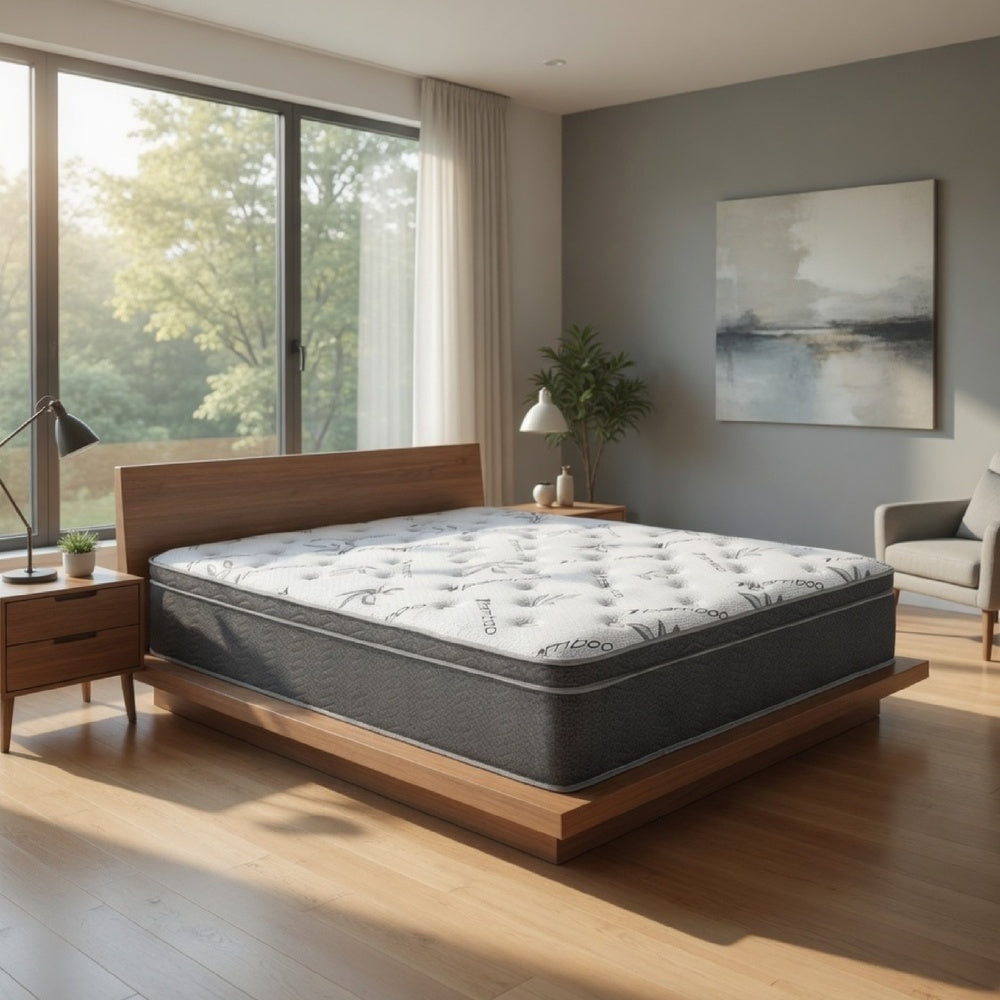 Somy Full Mattress | Pillow Top | Gel Memory Foam | White Bamboo Cover 13"