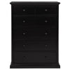 Umer Tall Dresser Chest | 6 Drawers | Round Knobs | Plinth Base | Black Wood
