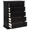 Umer Tall Dresser Chest | 6 Drawers | Round Knobs | Plinth Base | Black Wood