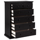 Umer Tall Dresser Chest | 6 Drawers | Round Knobs | Plinth Base | Black Wood