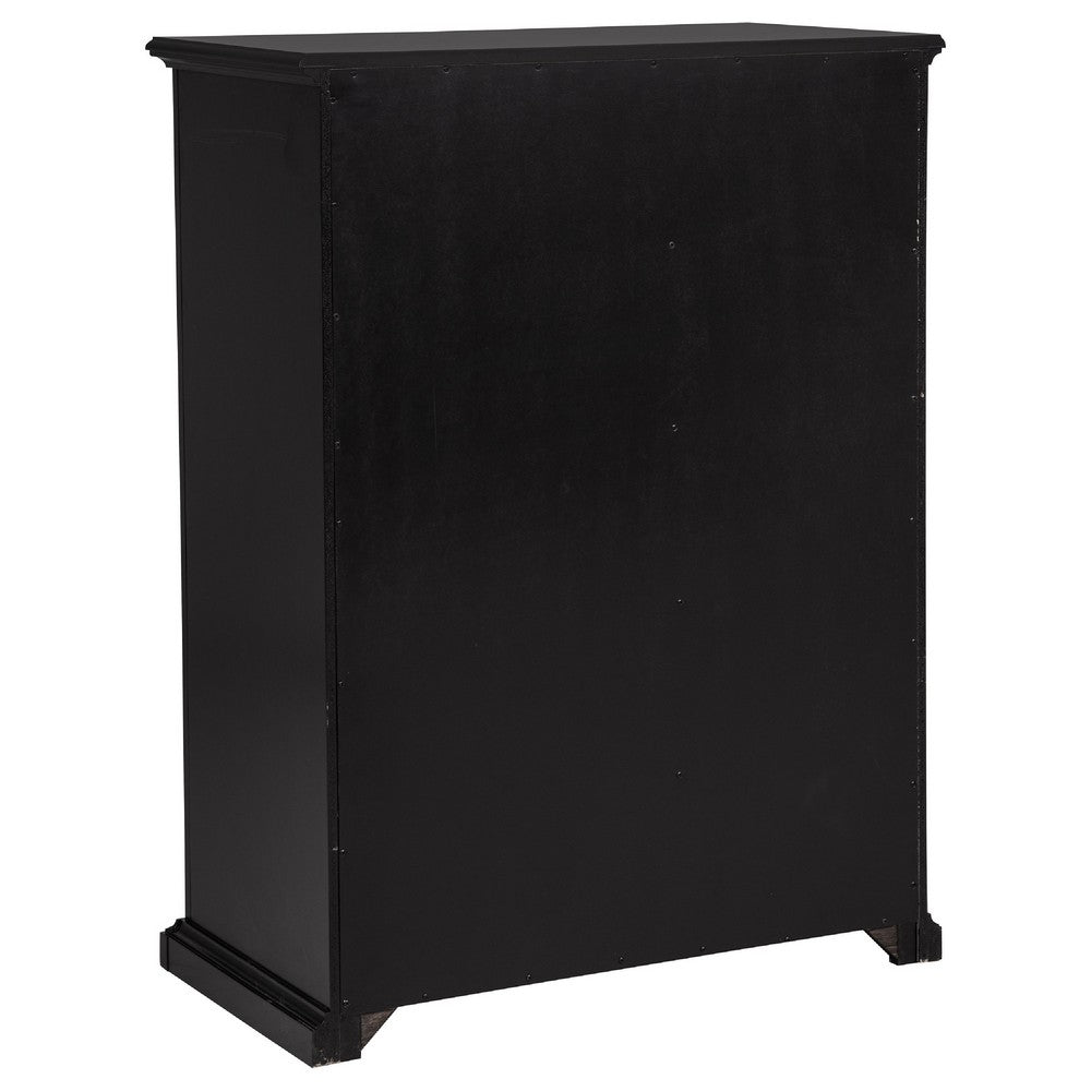 Umer Tall Dresser Chest | 6 Drawers | Round Knobs | Plinth Base | Black Wood