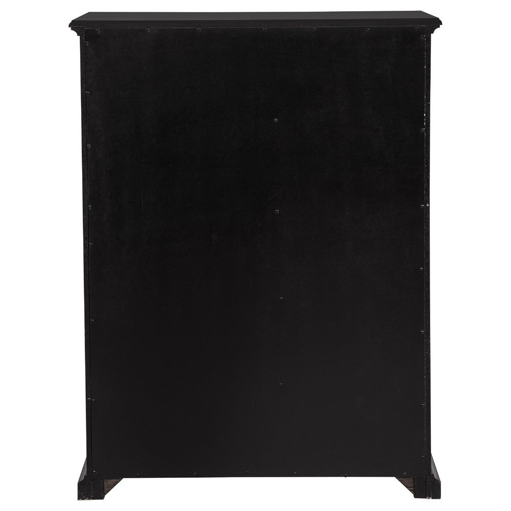 Umer Tall Dresser Chest | 6 Drawers | Round Knobs | Plinth Base | Black Wood