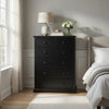 Umer Tall Dresser Chest | 6 Drawers | Round Knobs | Plinth Base | Black Wood