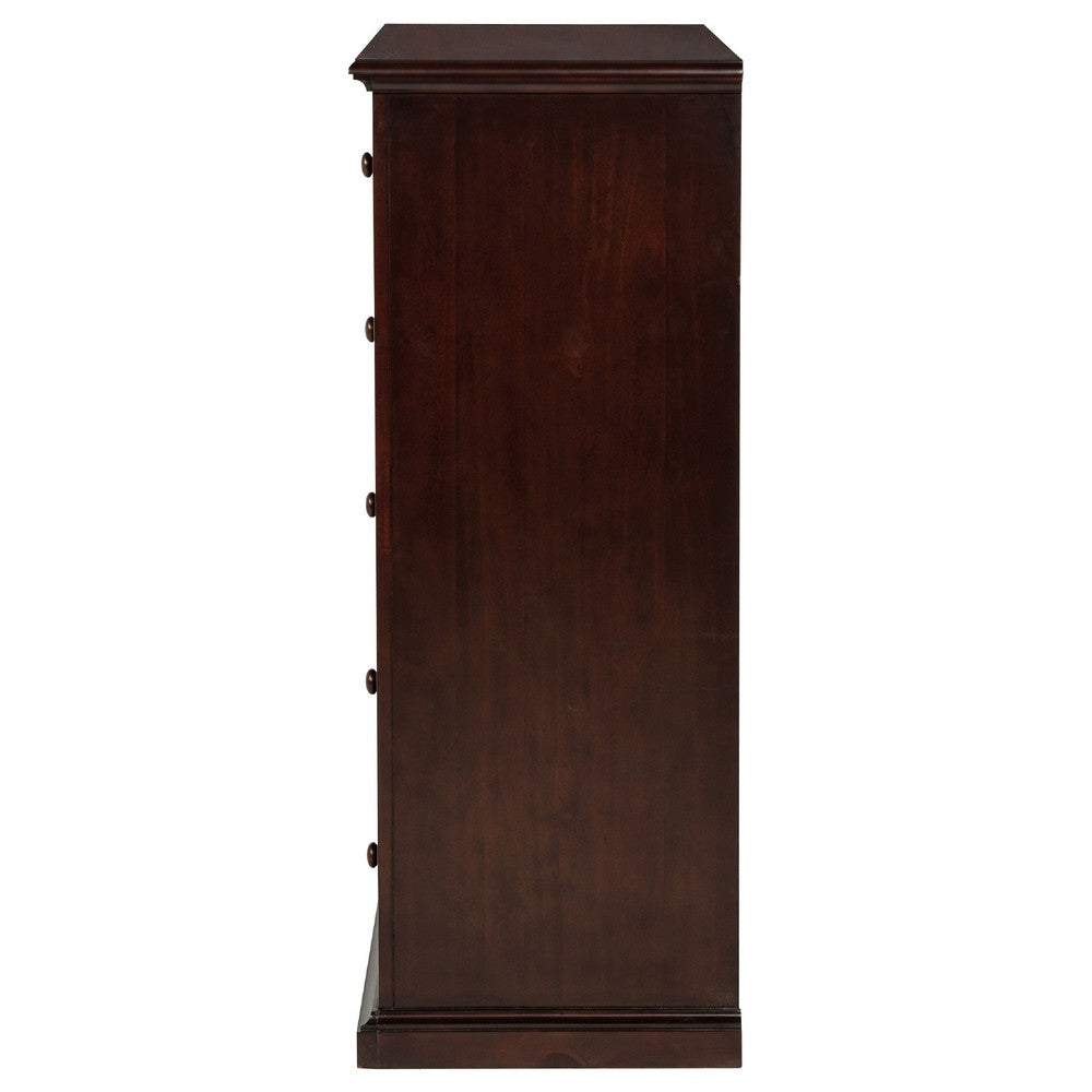Umer Tall Dresser Chest | 6 Drawers | Plinth Base | Cappuccino Brown Wood