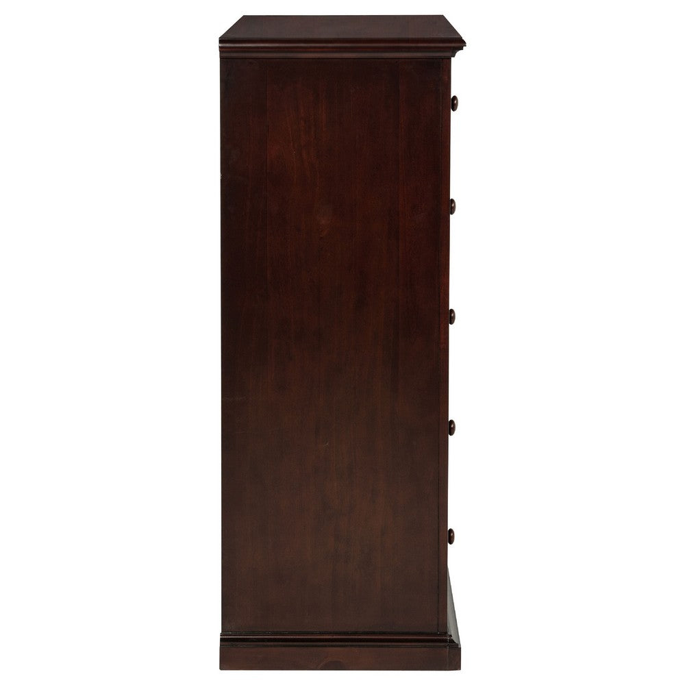 Umer Tall Dresser Chest | 6 Drawers | Plinth Base | Cappuccino Brown Wood