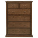 Umer Tall Dresser Chest | 6 Tinted Drawers | Plinth Base | Medium Brown Wood