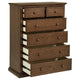 Umer Tall Dresser Chest | 6 Tinted Drawers | Plinth Base | Medium Brown Wood