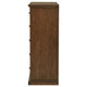 Umer Tall Dresser Chest | 6 Tinted Drawers | Plinth Base | Medium Brown Wood