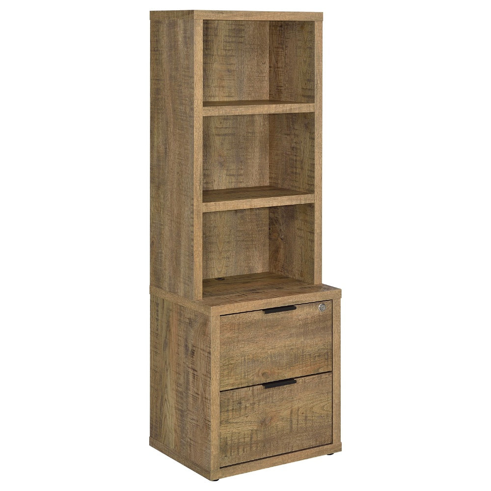 Park Bookcase with 3 Open Shelves | 2 Drawers | 61" Natural Brown