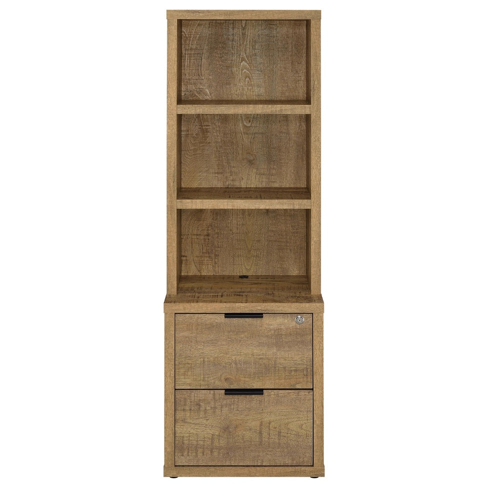 Park Bookcase with 3 Open Shelves | 2 Drawers | 61" Natural Brown