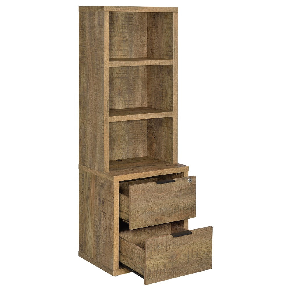 Park Bookcase with 3 Open Shelves | 2 Drawers | 61" Natural Brown