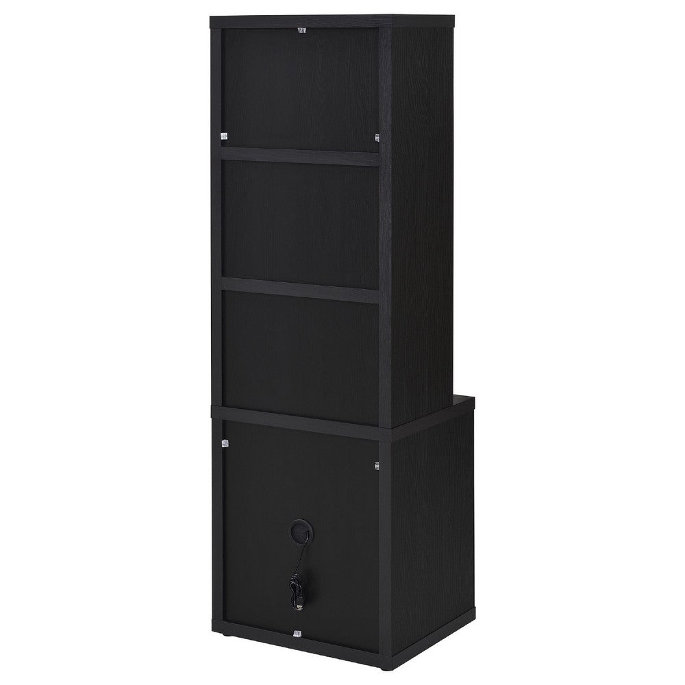 Park Bookcase with 3 Open Shelves | 2 Drawers | 61" Black Wood