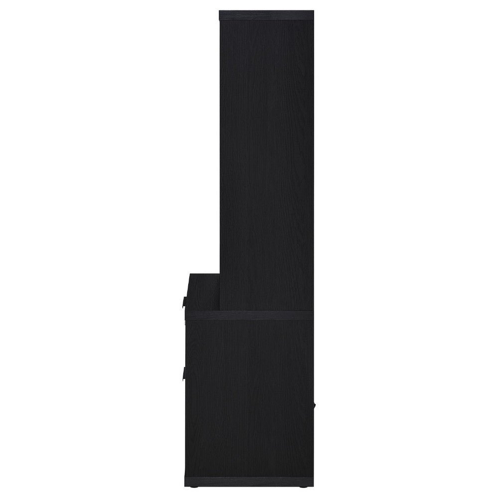 Park Bookcase with 3 Open Shelves | 2 Drawers | 61" Black Wood