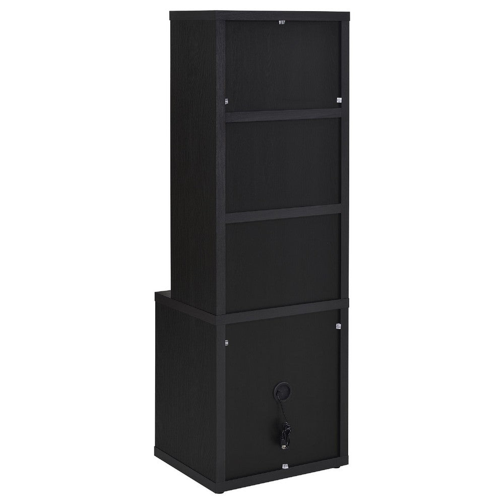 Park Bookcase with 3 Open Shelves | 2 Drawers | 61" Black Wood