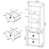 Park Bookcase with 3 Open Shelves | 2 Drawers | 61" Black Wood