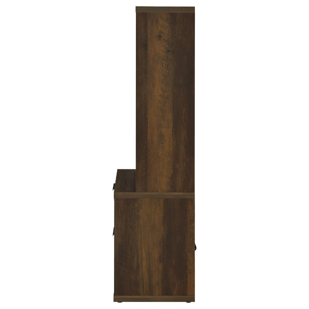 Park Bookcase with 3 Open Shelves | 2 Drawers | 61"  Dark Pine Brown