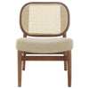 Necy Accent Chair | Rattan Cane Woven Back | Camel Brown Upholstered Seat