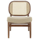 Necy Accent Chair | Rattan Cane Woven Back | Camel Brown Upholstered Seat