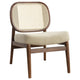 Necy Accent Chair | Rattan Cane Woven Back | Camel Brown Upholstered Seat