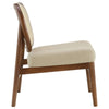 Necy Accent Chair | Rattan Cane Woven Back | Camel Brown Upholstered Seat